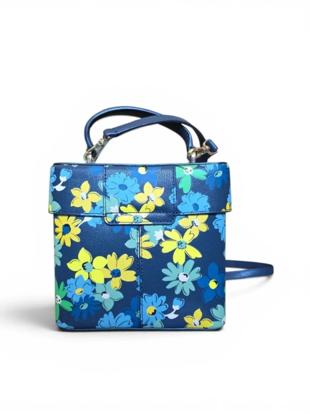 Kate Spade Voyage Floral Medley Small Leather Crossbody Bag Top Handle Navy